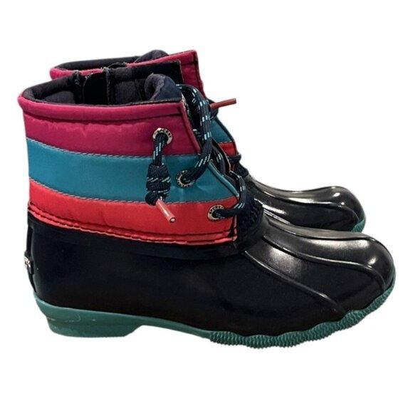 Sperry Girls Saltwater Jr Waterproof Boots Navy/Multicolor Size 10M New In Box - Picture 1 of 11